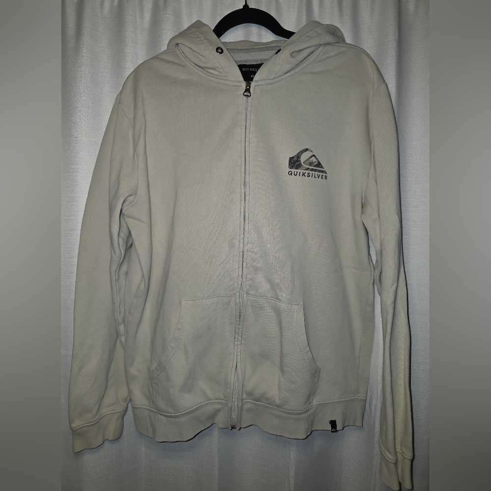 L Quiksilver Cream Hoodie with Logo